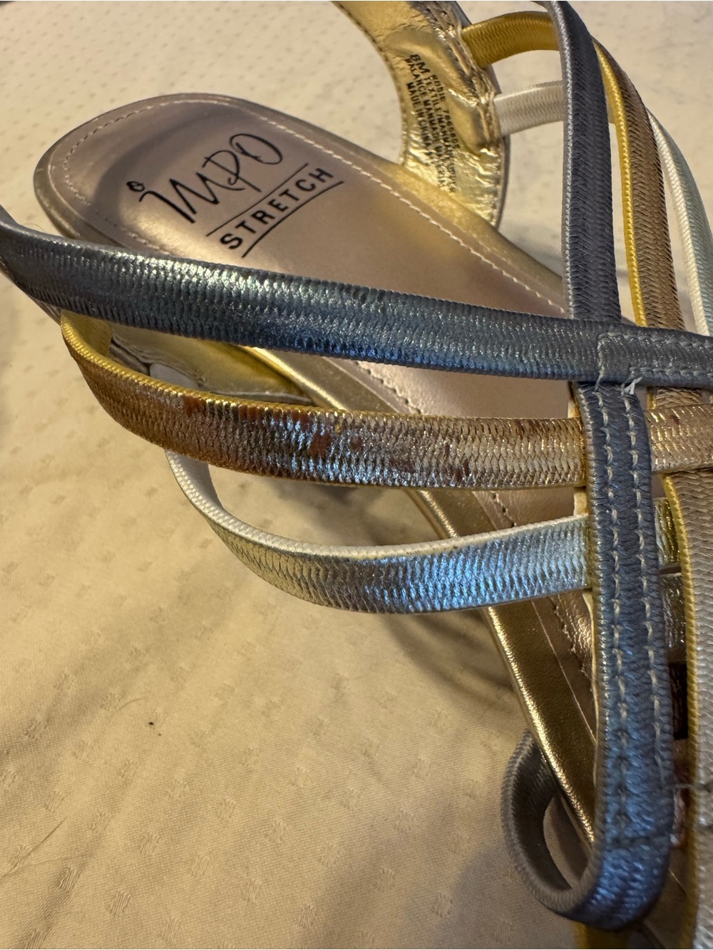 Impo Stretch Women's Metallic Multi-Strap Slingback Sandals - Gold, Silver, Bron - Picture 2 of 14